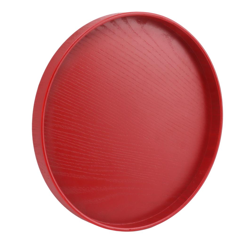 Tea Tray Wooden Wine Red Round Tea Plate Green Tea Baking Serving Plate for Home Tea House 27cm   10.63in