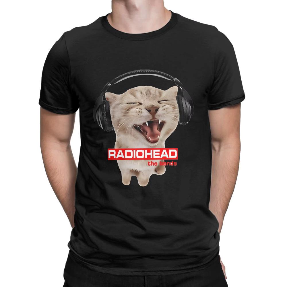Streetwear T Shirt Summer Radiohead Hip Hop T Shirt Cat with Headphones Cotton T Shirt for Man Women Y2K Funny Hot Sale Top Tee