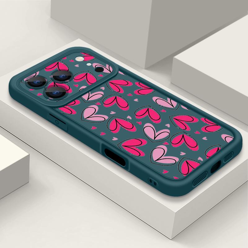 For iPhone 17 Pro Max Case Hand drawn heart-shaped pattern Shockproof Bumper Soft Silicone Cover For iPhone 16 15 14 13 Pro 12 11 16E Air