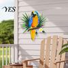 Weather-resistant Decor Metal Parrots Wall Art Decor, Bird Garden Hanging Parrot Flower Leaf Colorful Pendant, Tropical Ornament, Weather-Resistant
