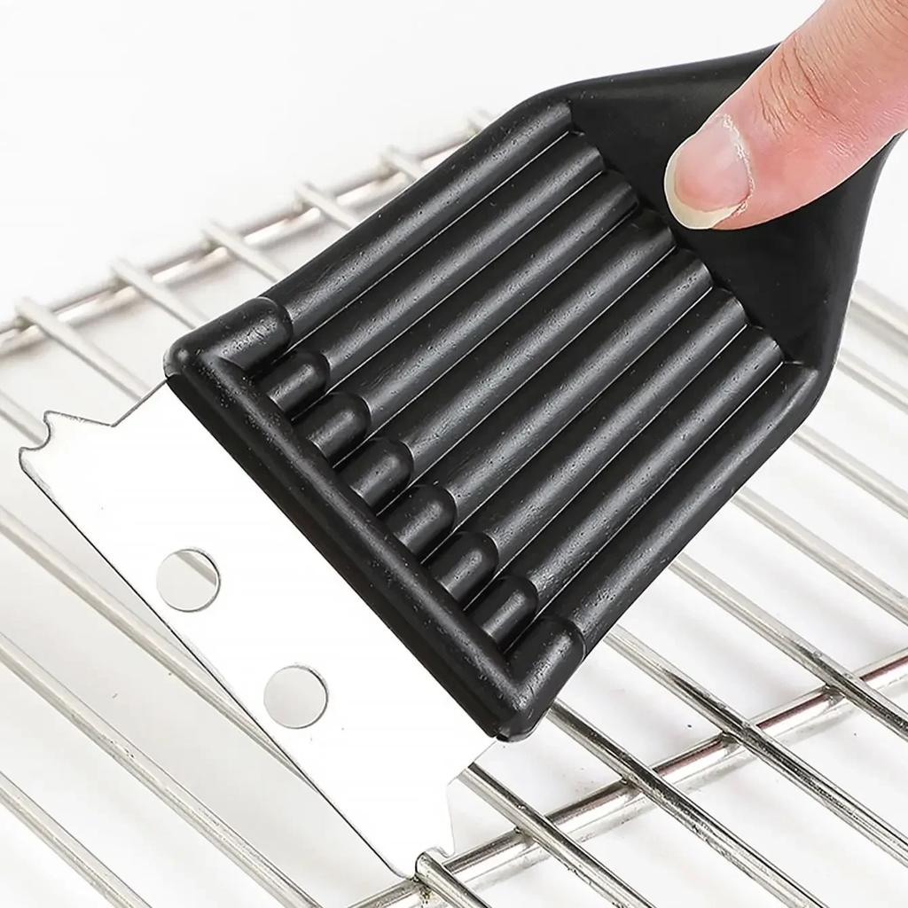 New Stainless Steel Wire Baking Brush Barbecue Stove Cleaning Brush Grill Rack Cleaning Brush Blade Two In One BBQ Accessories