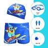 Kids' Quick-Dry Swim Trunks & Cap: Cartoon Square Leg, Small To Large Sizes for Boys & Teens