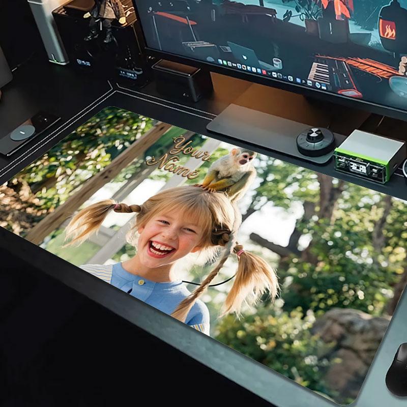 Pippi Longstocking Custom Name Large Size Mouse Pad Large Gaming Table Cushion Non-slip Laptop Tablet Big Mousepad XXL Mat Mini PC Playmat With Lock E