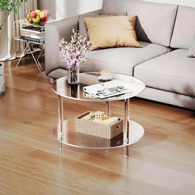 Acryl Runder Couchtisch Transparent Beistelltisch für Wohnzimmer Moderner Einfacher Beistelltisch Sofa Akzentmöbel Einfache Montage Stabil