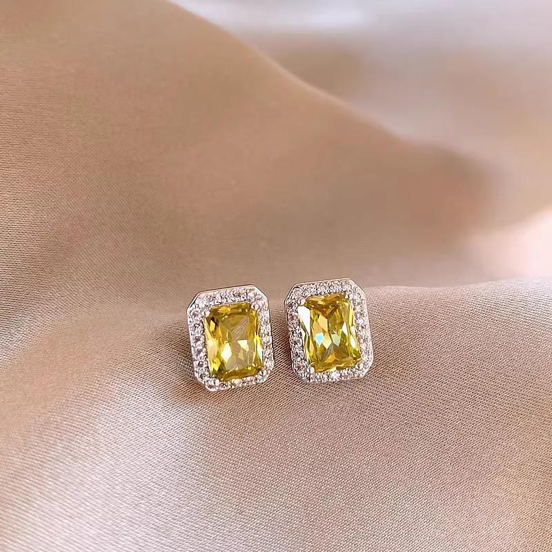 2024 Unique Square Zircon Stud Earrings for Women - 925 Sterling Silver