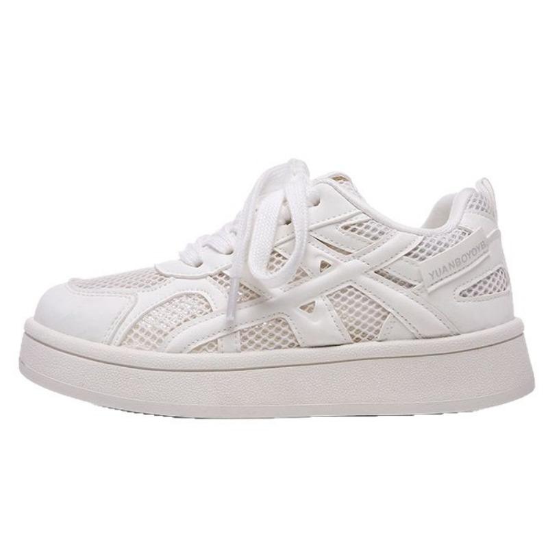 Niche Wasteland Wind Board Shoes Women's New Summer Mesh Shoes Breathable Mesh Thick-soled White Shoes Campus Style