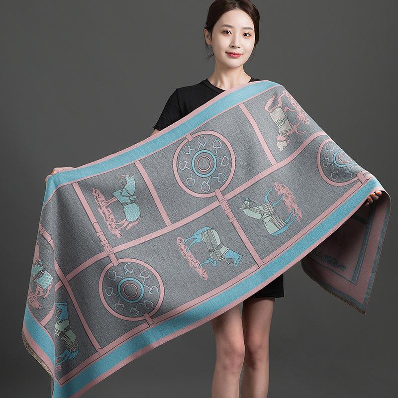 Women S Thick Faux Cashmere Double Sided Cashew Pattern Scarf Winter Shawl