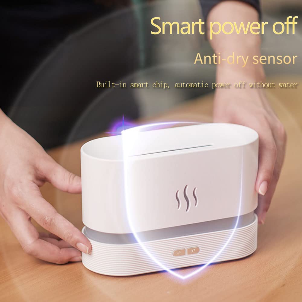 7-Color Flame Effect Aroma Diffuser & Cool Mist Humidifier – USB Silent Desktop Humidifier with Auto Shut-Off for Home, Office & Bedroom Decor