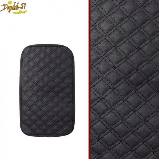 Quilted Embroidery PU Leather Car Armrest Box Cover Pad Center Console Protector