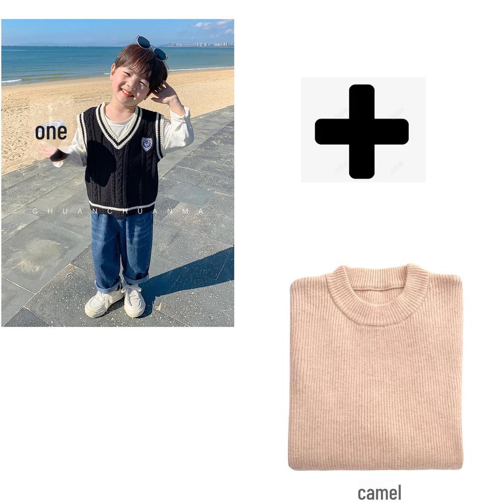 Dziecięca kamizelka swetrowa w stylu college - Wiosenno-jesienna dziergana kamizelka dla chłopców i dziewcząt