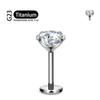 Titanio F136 2/2,5/3/4/5/6Mm Stud Labret con Zirconia Cubica 16G Trago Elica Cartilagine Conchiglia Flatback Lobo Orecchio Piercing Gioielli Corpo