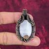 Rainbow Moonstone Pendant Copper Wire Wrapped Gemstone Jewelry Handmade Pendant