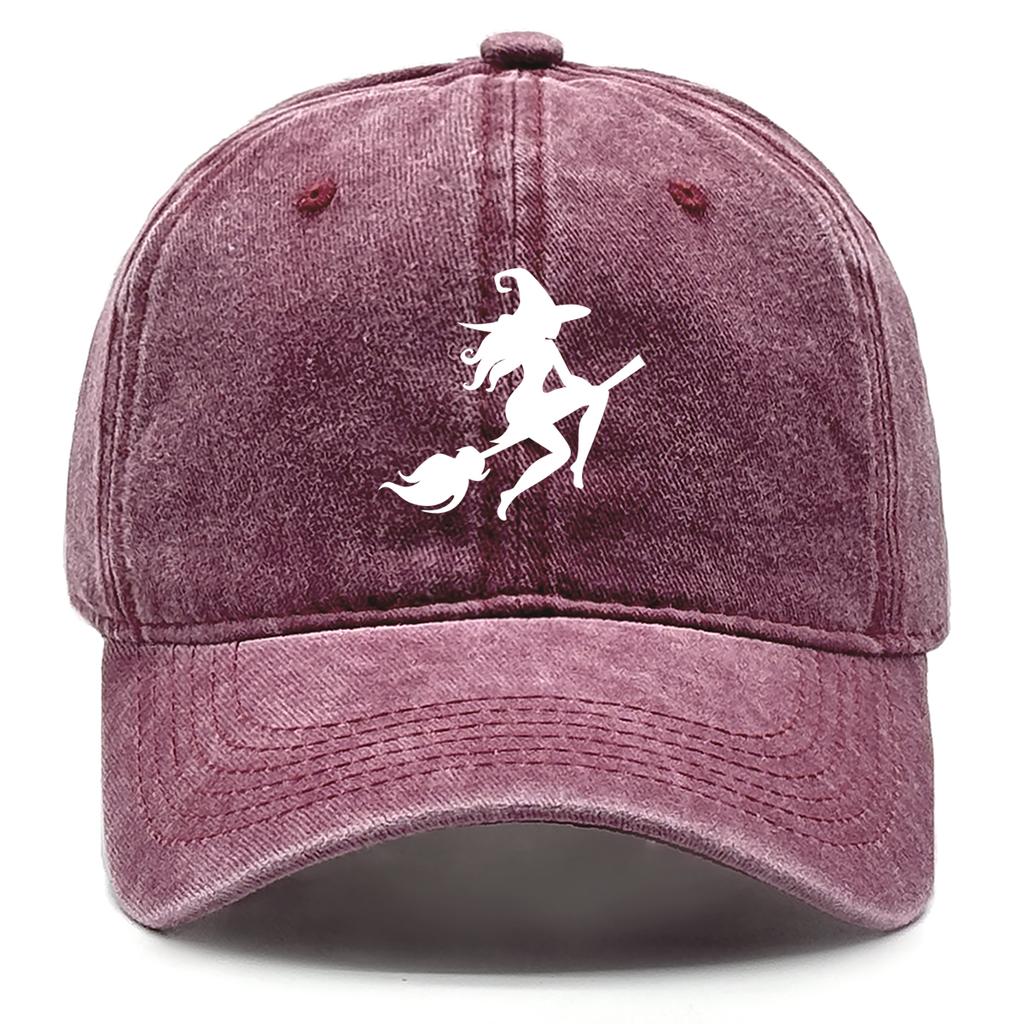 Halloween Witch Print Unisex Adjustable Sun Hat Trucker Hat Fashion Breathable Snapback Baseball Hat Perfect For Party