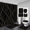 Simple Abstract Line Bathroom Four-Piece Shower Curtain Bathroom Shower Curtain Partition Curtain Bathroom Curtain Polyester