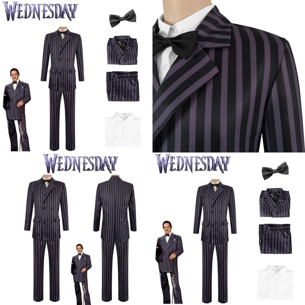 La Famiglia Addams Gomez Addams Costume Cosplay Abito di Halloween Completo di Carnevale