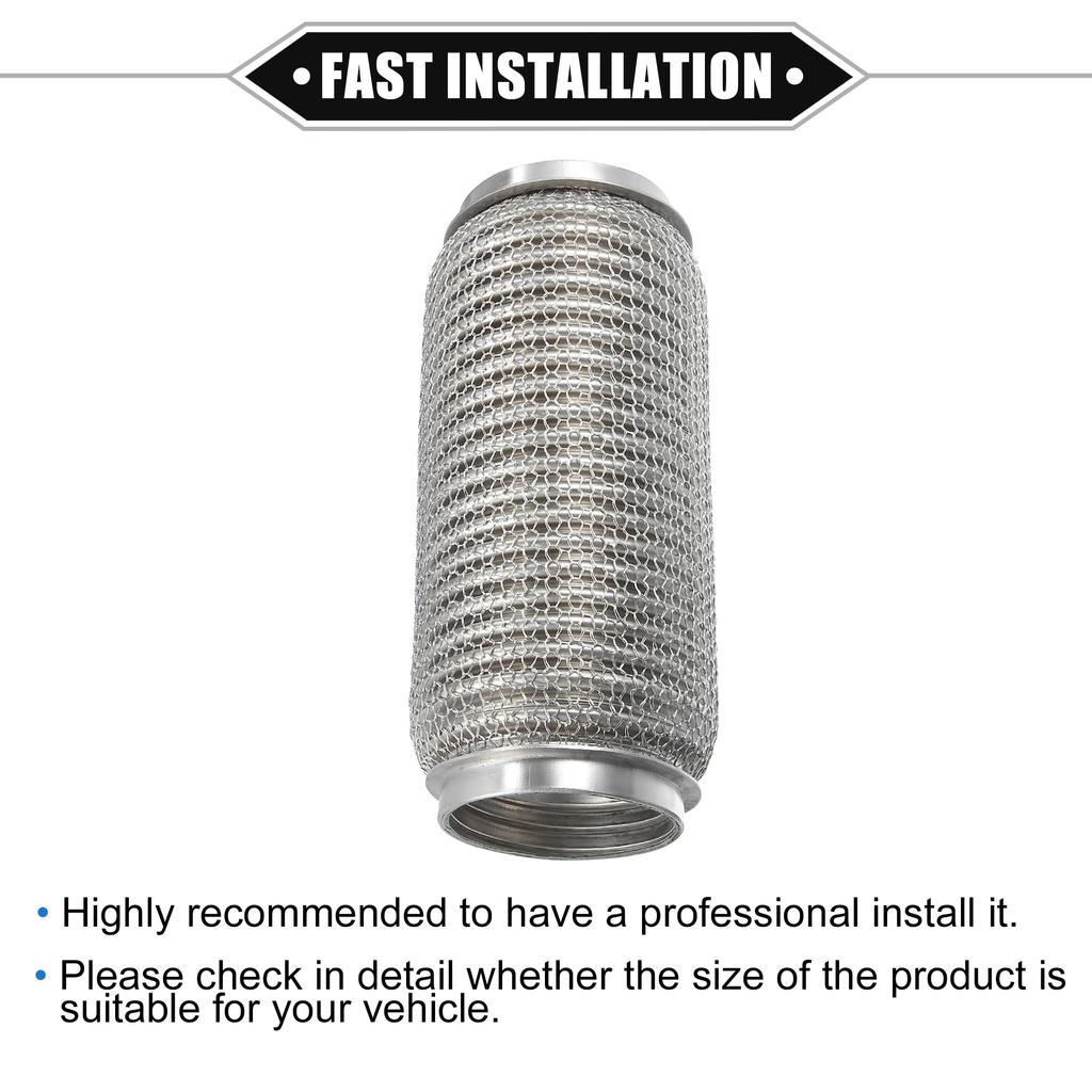 ABSOPRO Car Exhaust Flexible Exhaust Flex Connector Pipe Universal for Durable Stainless Silver Tone Pipe, 63x203mm, Bellows, Cars, Steel,