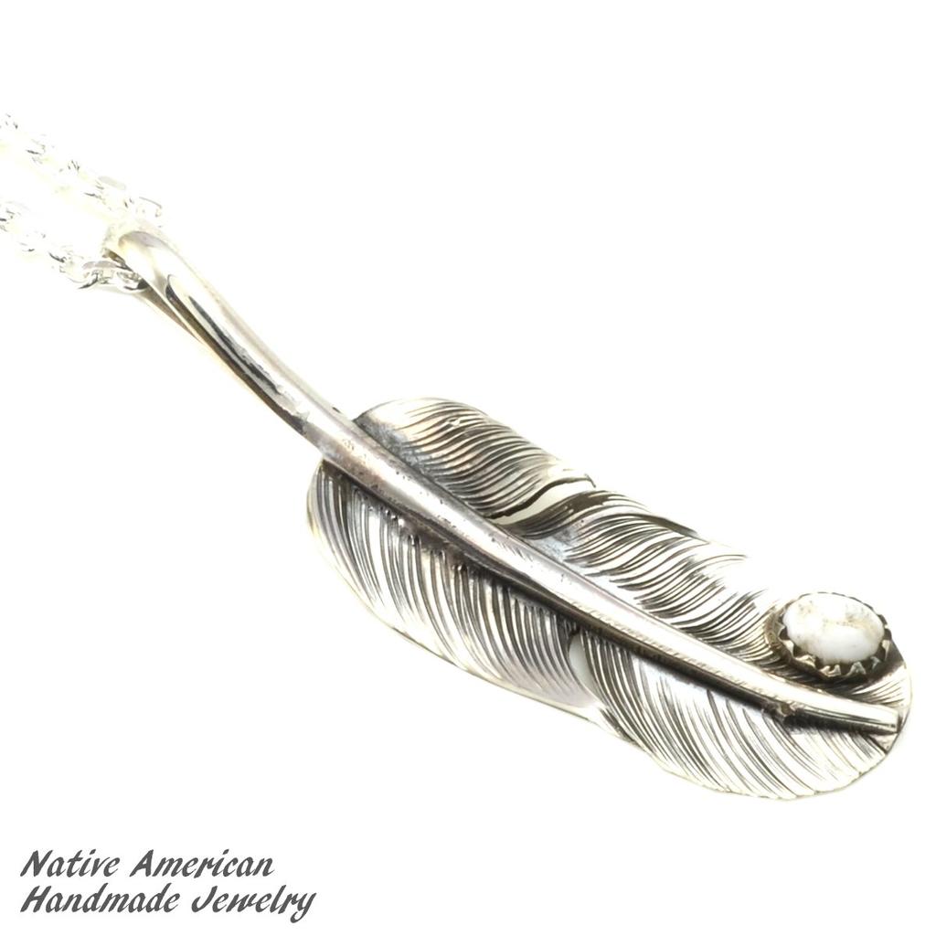 [STERLING SILVER 925] Feather Silver Necklace Pendant Chain AMTHANE-007