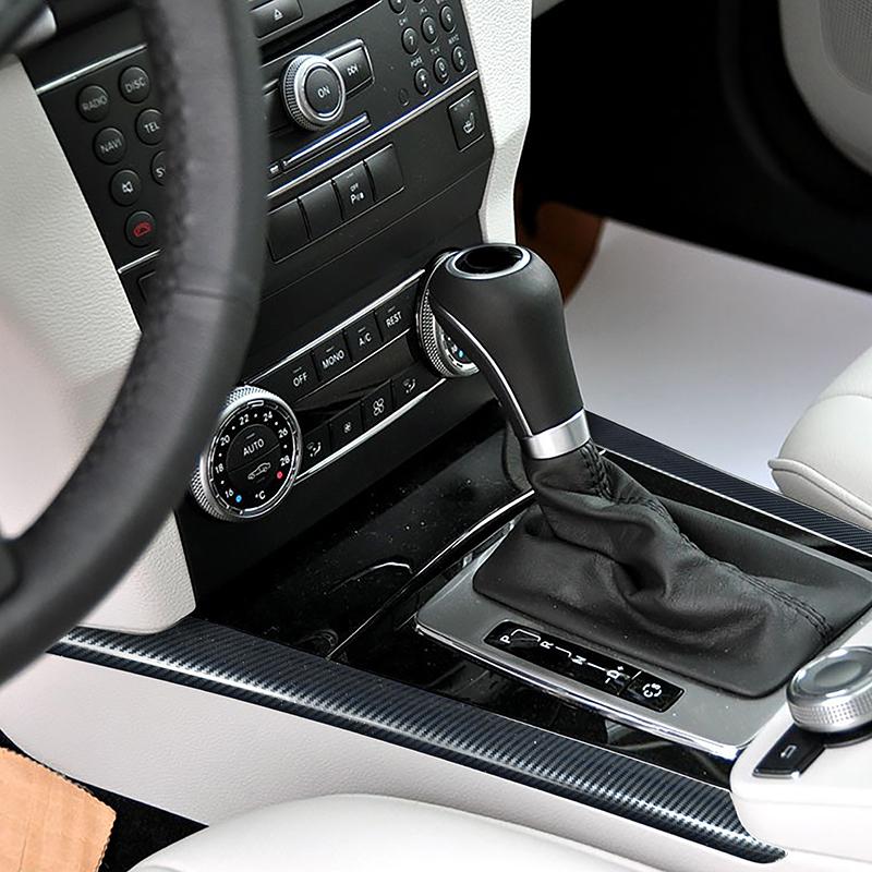 For Mercedes Benz GLK X204 200 260 300 2008-15 Car Console Gear Shift Panel Side Frame Decoration Trim Strips Carbon Fiber Color
