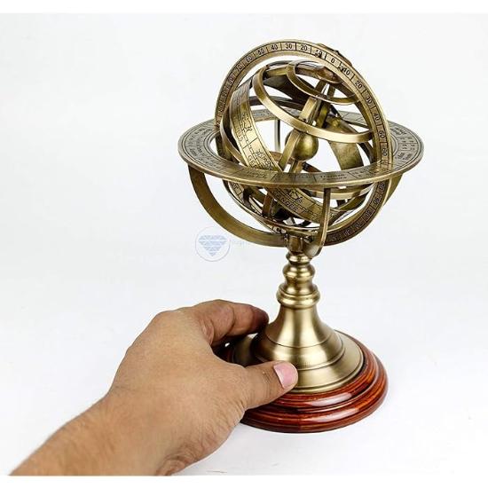 Astrolabium, Antik, 5 Zoll, Armillary, Messing, Tischglobus, Kugel, Holzsockel, Vintage-Geschenk – Messingglobus, Astrolabium, Armillary, Weihnachtsdekoration