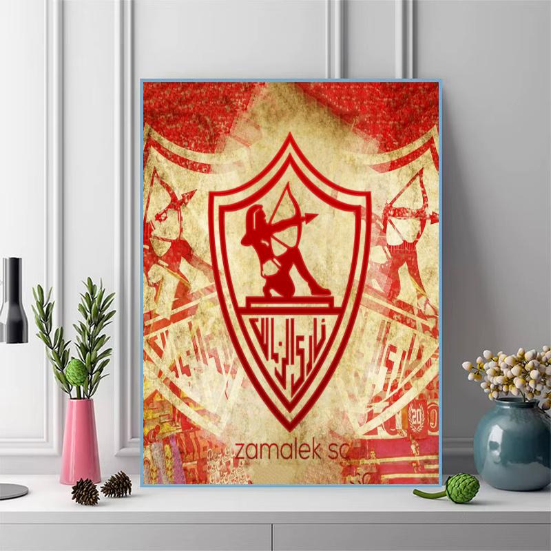 Zamalek SC logo Pattern  3pcs 100% Round Full Drill 5D DIY Diamond Painting Embroidery Cross Stitch Rhinestone Décor