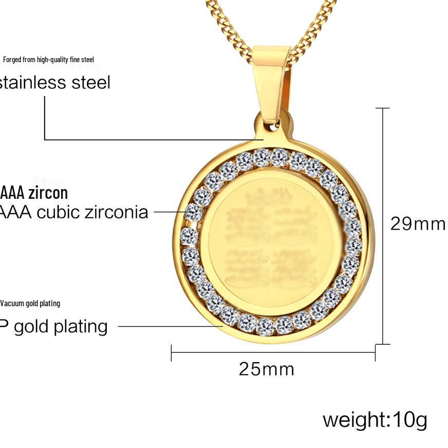 Men's Gold & Silver Stainless Steel Pendant with Cubic Zirconia - PN-627