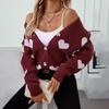 Vintage Autumn Winter V Neck Cardigan Sweater Loose Knitwear Top Long Sleeve