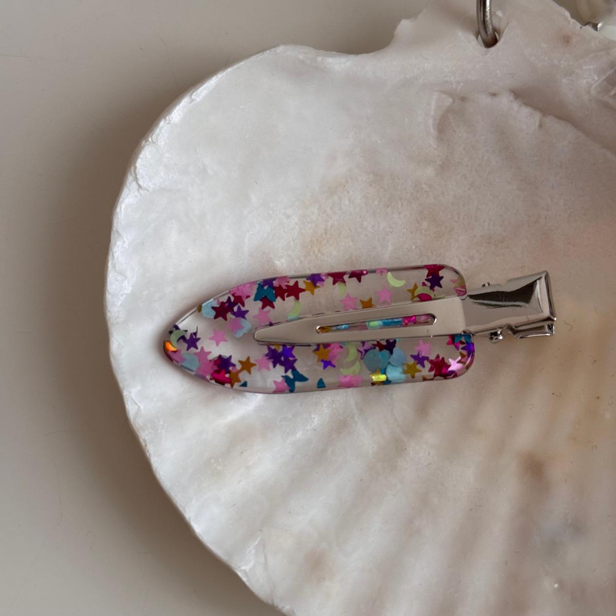 Women Fashion Hair Accessories Side Bangs Clip Star Moon Seamless Barrettes Hair Clip Side Hair with Broken Bangs and Clip Clips