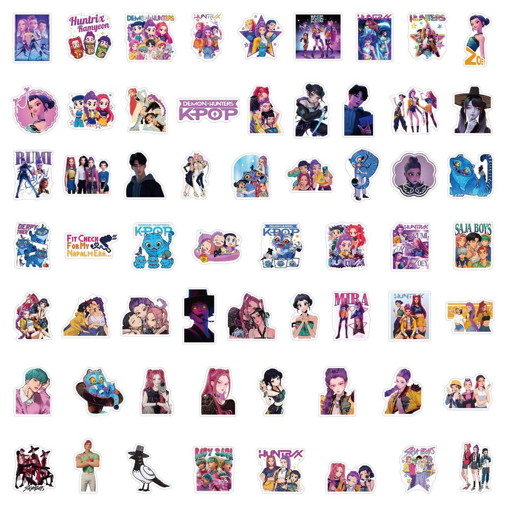 60 Sheets KPOP Devil Hunter Halloween Stickers - Glossy Cartoon Korean Stickers for Bookbags