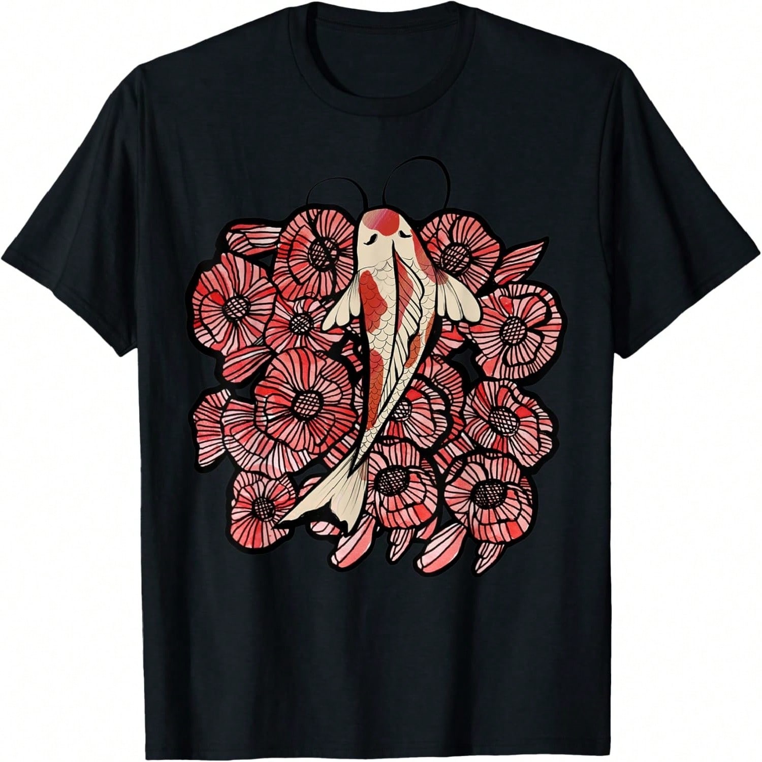 Koi Art Fish Pond Red Flower Koi T-Shirt S разноцветный