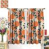 Orangenfrucht-Vorhänge, Niedliche Zitrus-Grünblätter-Blumen-Sommermuster-Vorhänge Fenster 2-teilig Stangentasche Vorhang für Schlafzimmer Wohnzimmer
