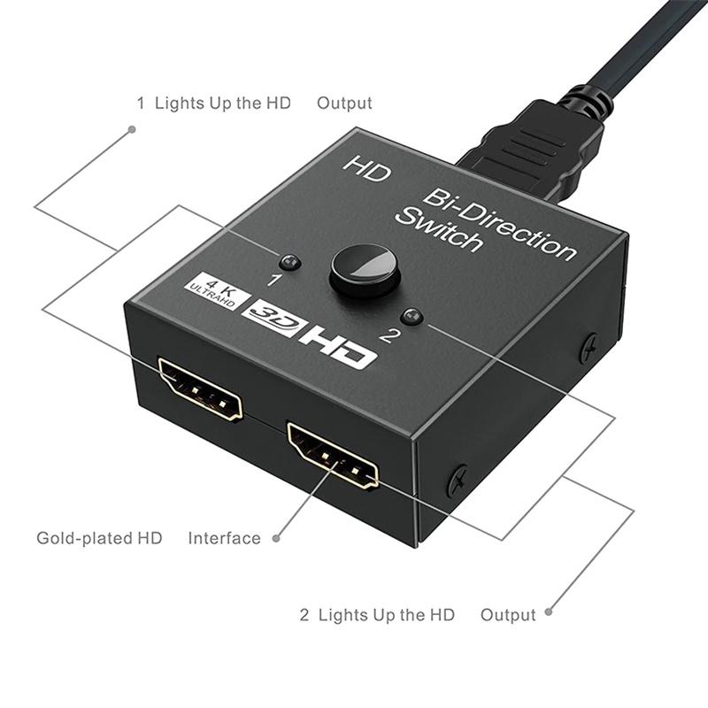 

Uhd HDMI совместимый разветвитель 1X2 2X1 Разделение 1 вход 2 выхода усилитель 1080P 4Kx2K HDMI совместимый коммутатор 2 порта двунаправленный 4K