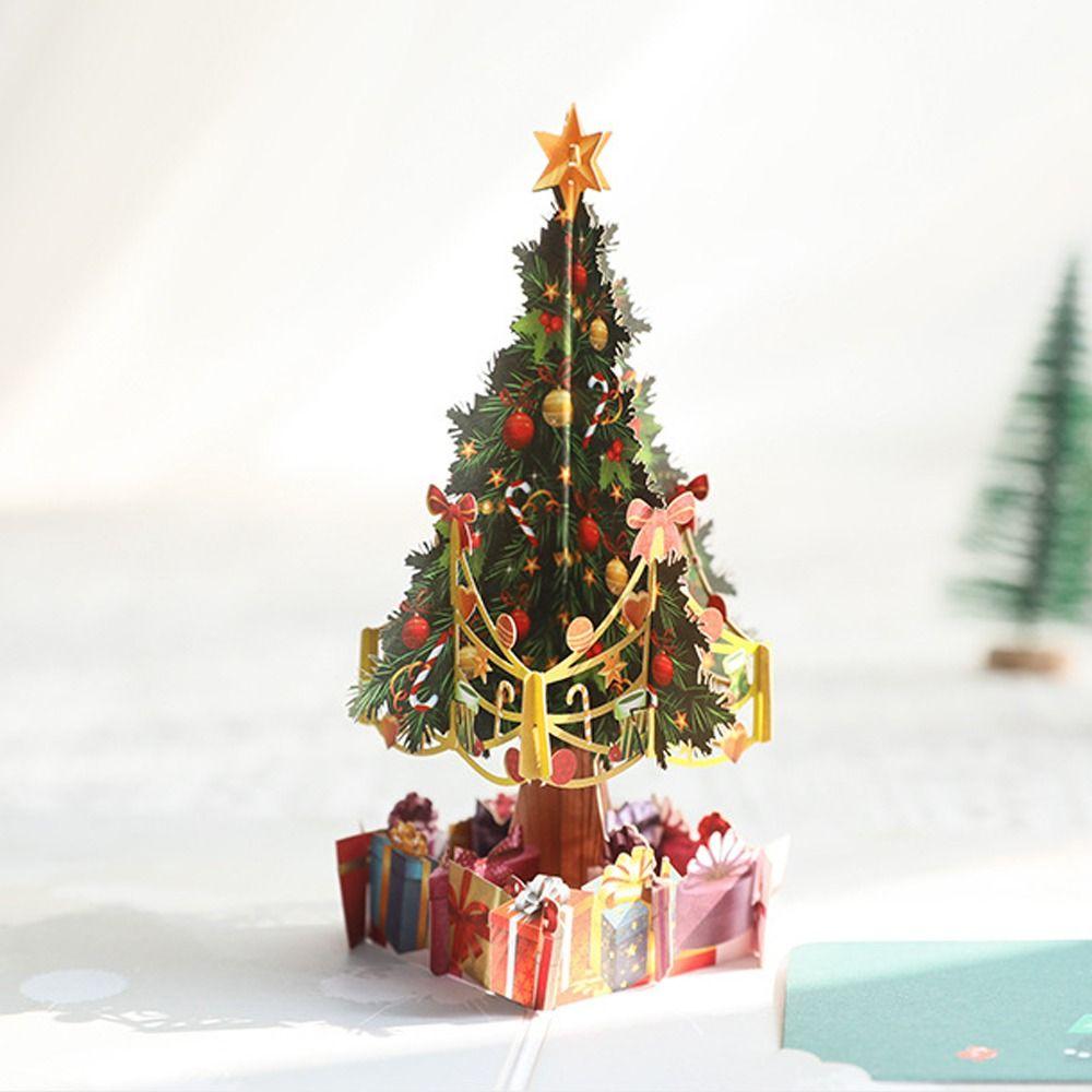 Paper 3D Pop Up Greeting Card Wishing Thank You Blessing Card Christmas Decorations