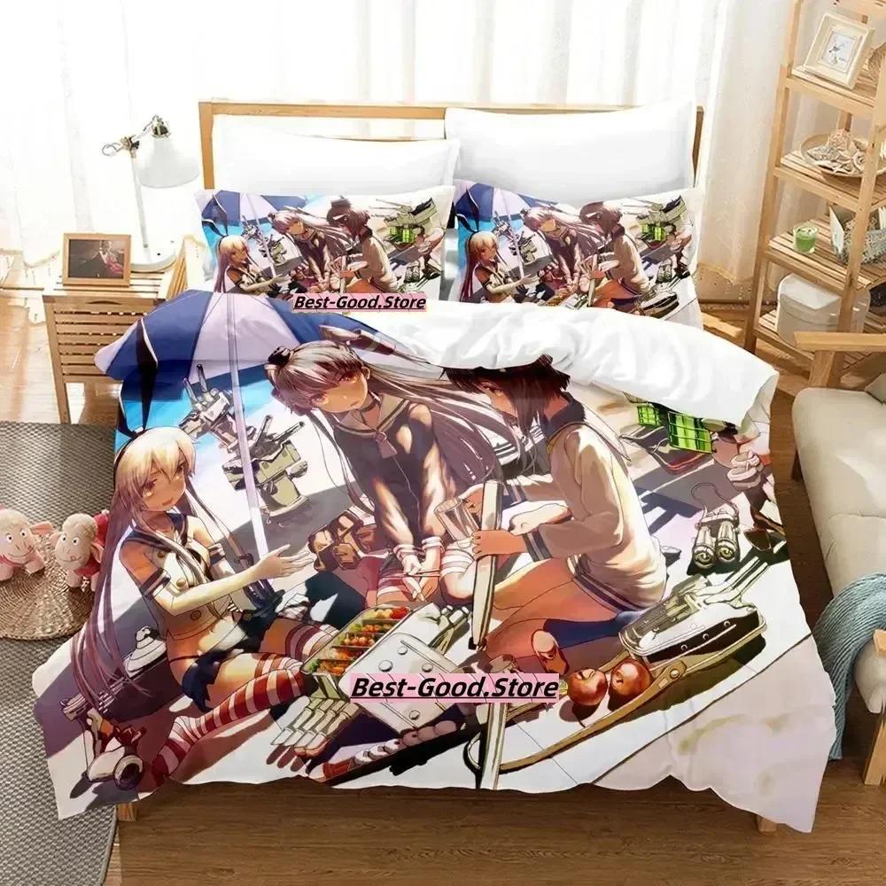 Kantai Collection Bedding Set Single Twin Full Queen King Size Bed Set Adult Kid Bedroom Duvetcover Sets Anime Parure De Lit Bed
