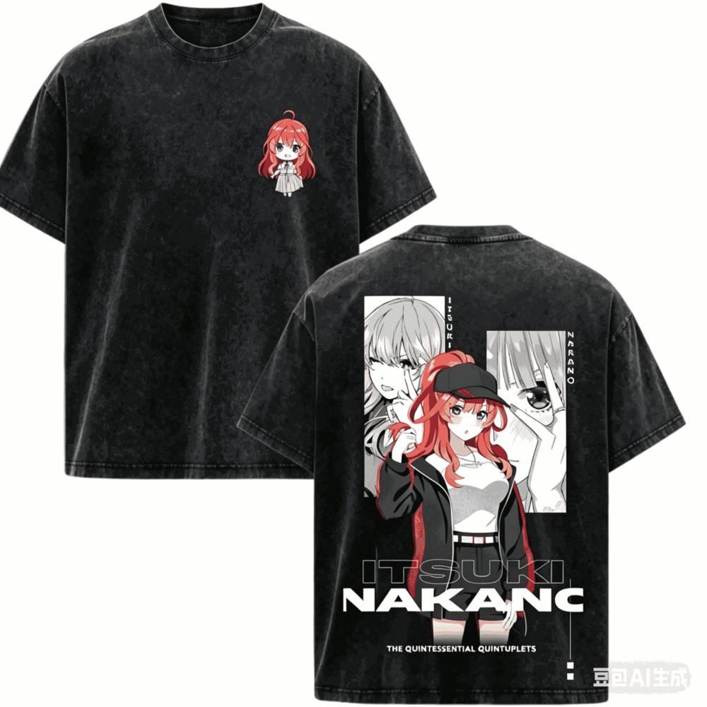 

The Quintessential Quintuplets Washed T-shirt Year round clothing high quality personality Clothes Plus Size Unisex New Model Couples tee L