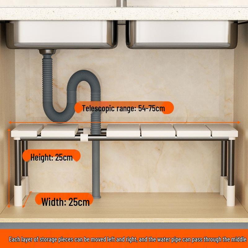 Retractable Under-Sink Kitchen Storage Rack