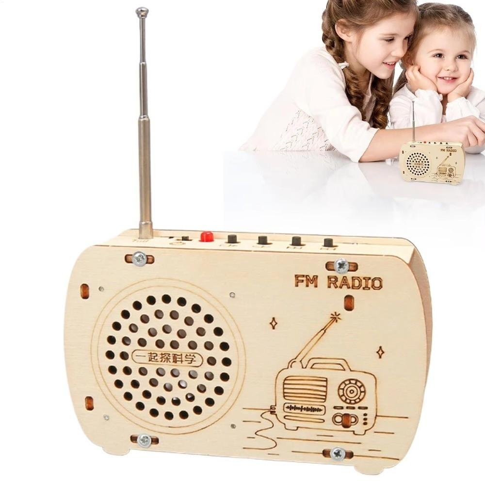 DIY Craft Wood Radio Material Set Wooden Scientific Training Experimental Kits Science Education