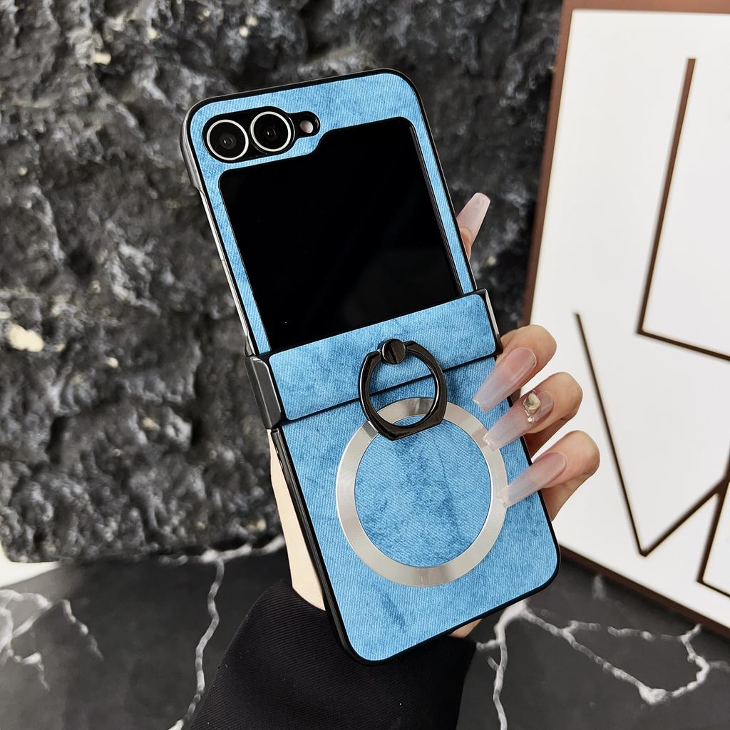 Fashion Ring Holder Bracket Magsafe Case for Samsung Galaxy Z Flip 6 5 4 3 Flip6 Magnetic Wireless Charge Stand Shockproof Cover