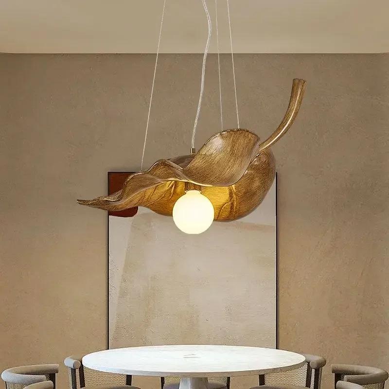 W2557 Zen inspired retro leaf restaurant chandelier with personalized creativity Wabi Sabi style homestay tea room lighting fixt