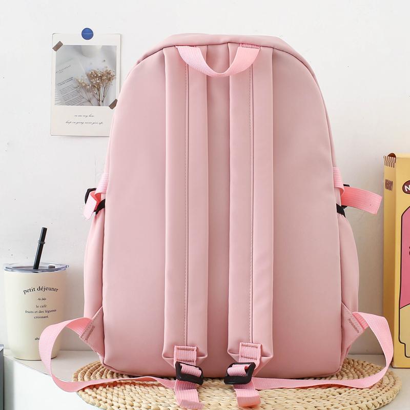 Four-Piece Backpack Set Student Schoolbag Women's Solid Color Backpack
