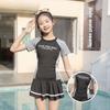 Costume da Bagno Sportivo per Ragazza Imbottito Diviso Manica Corta Protezione UV per Attività Acquatiche