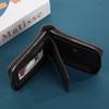 Men's Short Wallet Card Holder Zipper 3 Fold Purse Leather Money Clip Retro Casual Buckle Square Bag