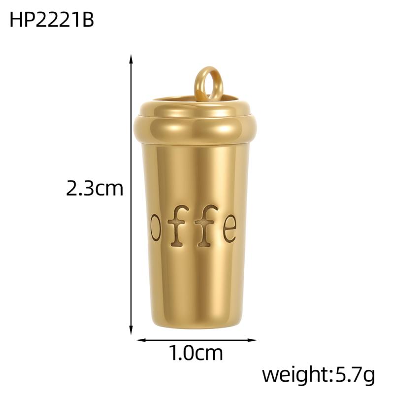 CARLIDANA Stainless Steel Coffee Teapot Cup Bike Scissors Charms White Collar Leisure Series Gold Plated DIY Charm Accessories