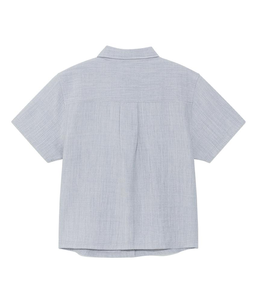 THE COLDEST MOMENT (W) Tcm Mini Logo Textured Half Shirt (Blue Gray)