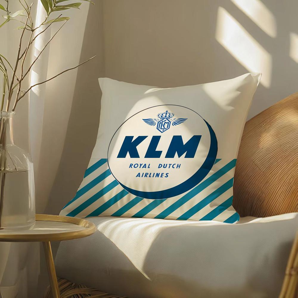 Kim R-Royal Dutch Airlines Cushion Cover Soft Short Plush Pillow Cover Smooth Cozy Texture Aesthetic Cushion Case Home Decor