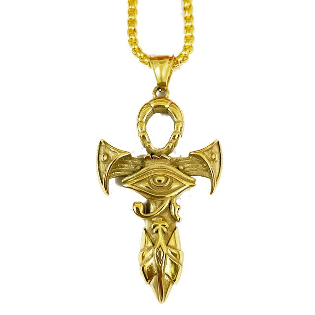 Stal nierdzewna Wisiorek z Okiem Horusa Naszyjnik Vintage Egipski Amulet Runa Biżuteria Męska Prezent Akcesorium Faraona