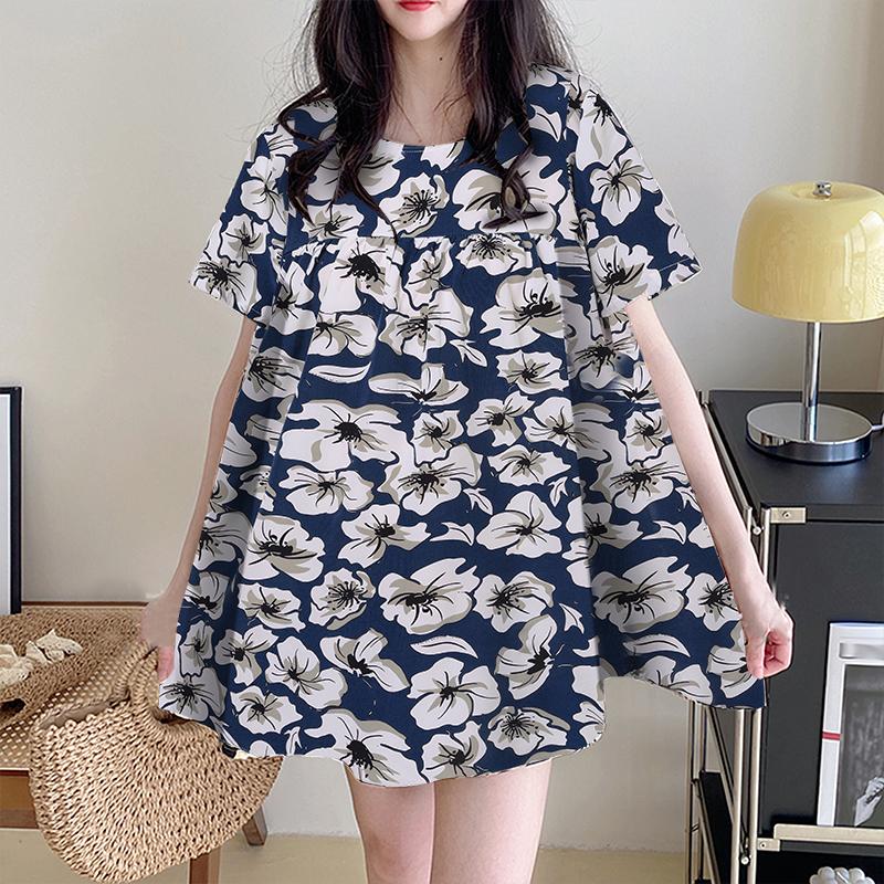 

ZANZEA Женская повседневная летняя блузка с круглым вырезом и короткими рукавами с принтом