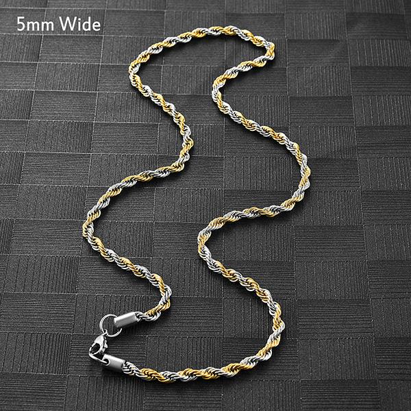 5 Colors Stainless Steel Twist Rope Chain Necklace for Women Men Black/Silver/Gold Color Plated Choker Metal Fashion Jewelry