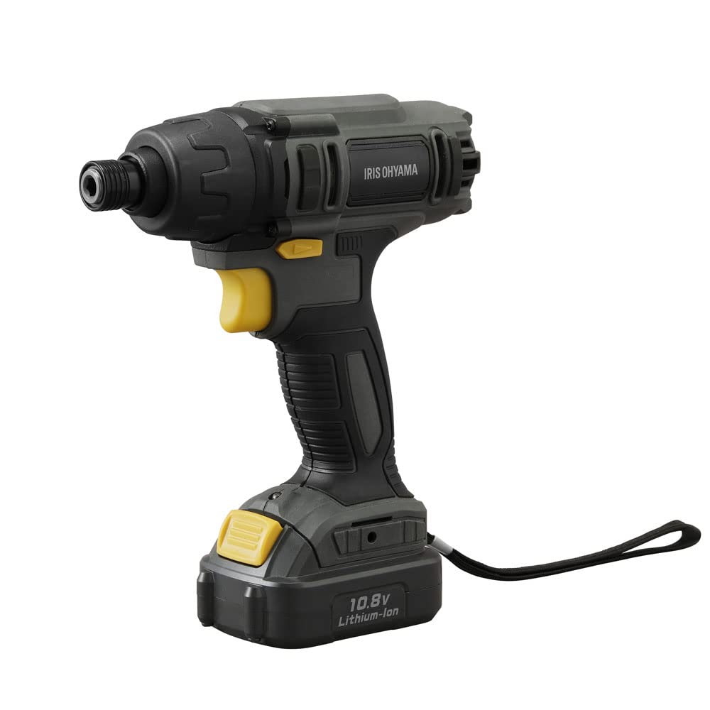New IRIS OHYAMA Cordless Impact Driver with 80Nm Easy To Use for Drilling and Screwing Thick Materials Color BID80-H (Black, Cordless, Charger),