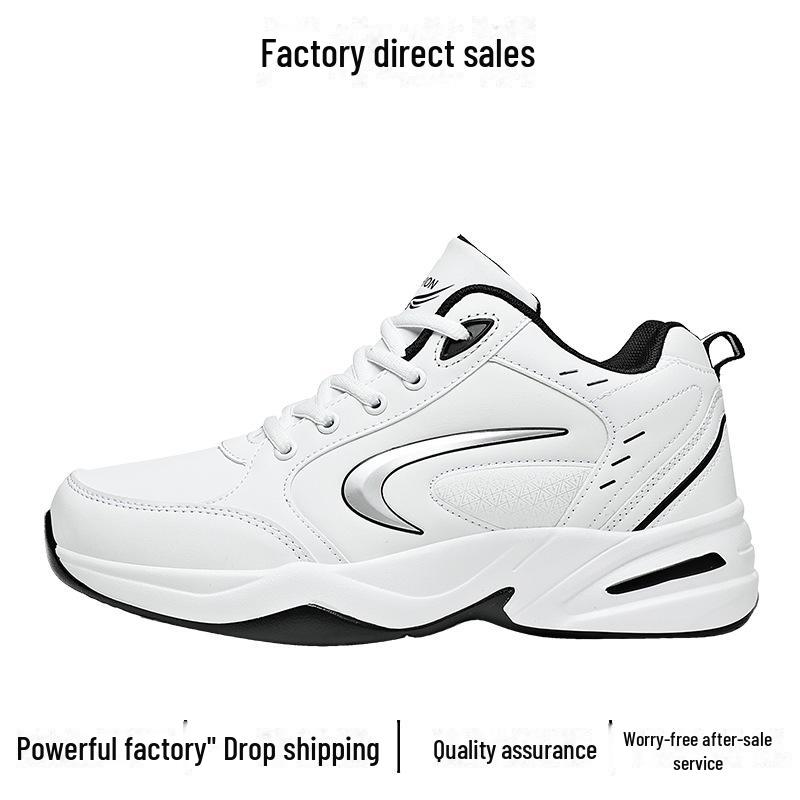 Pánské nepromokavé kožené černé sportovní boty – 2024 podzim/zima, protiskluzové, plus sametové, neformální tatínkové boty