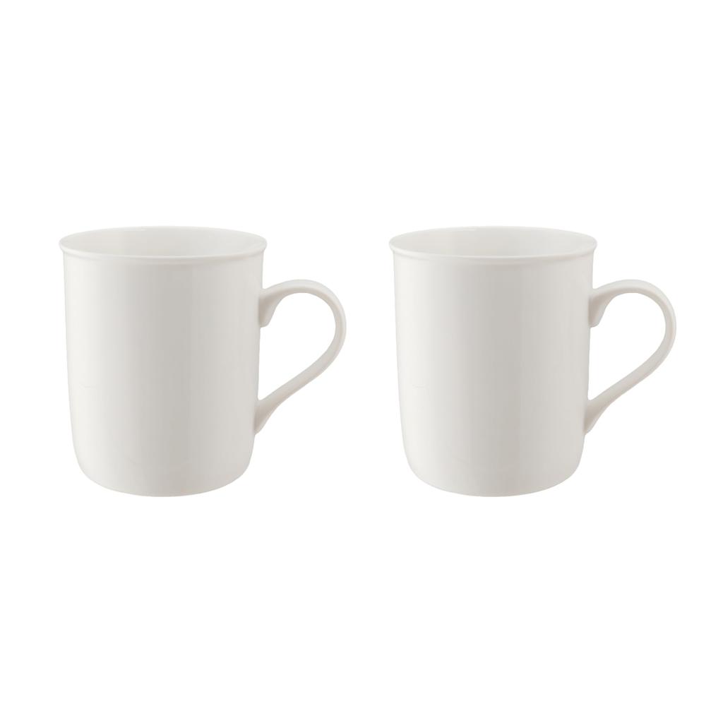 Pair of 2 or 4 White Porcelain Stylish Easy To Microwave and Dishwasher Simple Reinforced Commercial Porcelain Cups Mugs, Cylindrical, (450ml), Hold,